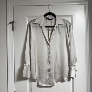 Zara Satin Dress Shirt Ivory